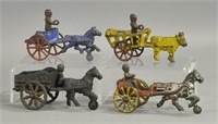 LOT OF FOUR SMALL HORSE DRAWN TOYS
