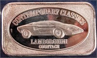 Coin Lamborghini Countach Silver Ingot .999 1 OZ.