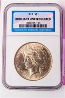 Coin 1923-P Peace Silver Dollar NGC BU