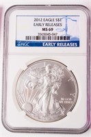 Coin 2012 American Silver Eagle .999 NGC MS69