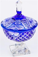 Beautiful Cobalt Blue Bohemian Crystal Candy Dish