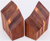 Gorgeous Set of Abstract Form Wood Bookends