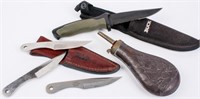 Lot Buck Knife, Gil Hibbon Knives, Powder Flask