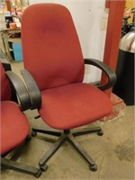 2 Red 5 Legged Office Chairs