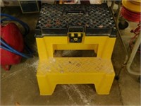 Fiberglass step stool w/ tool box & some tools