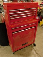 Metal 8 drawer/1 door tool box on wheels