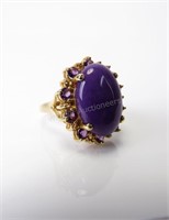 14K Yellow Gold Oval Purple Jadeite Ring