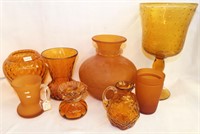 Group Of Amber Colored Pilgrim & Art Glass