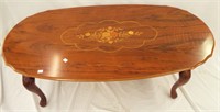 Oval Coffee Table With Floral Inlaid Top