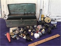 Rusty Old Metal Tool Box / Tackle Box & Contents