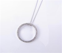Diamond Open Circle Pendant and Chain in 18K WG