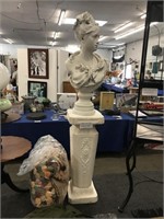 HEAVY 28" CERAMIC PEDESTAL WITH RESIN BUST