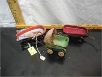 (3) Tin Toys: 2 Wyandotte Wagons & Baby Buggy