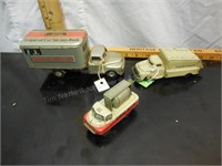 (3) Tin Toy Trucks: Armored Car Savings Bank
