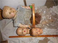 2 Composite Doll heads with working eyes