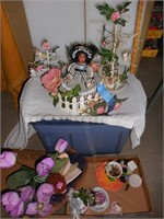 Group: Doll, Fairies & Floral Arranged Tea Cups