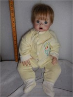 Baby Doll in yellow pjs with bunny on chest