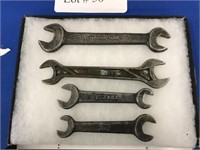 FOUR VINTAGE OPEN ENDED WRENCH, TWO ARE "FORD"