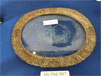 19TH CENTURY ETCHED GLASS DRESSER TRAY WITH IMAGE