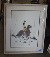 Framed  Original Woody Big Bow (1914-1988) Gouche