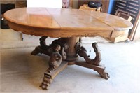 Antique Dining Table with Highly Carved Base