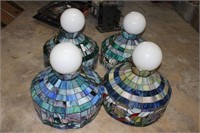 Stained Leaded Light Fixtures with Sphere Shades