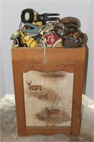 Wooden Box with selection of Ear Muffs and