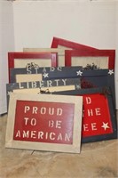 Red, White & Blue Wooden American Signs