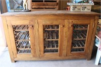 Wooden Cabinet with Chicken Wire Doors