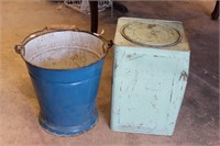 Metal Bucket & Lidded Square Can