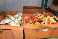 Box Lot of Ceramic Fruits & Vegetables on Rope