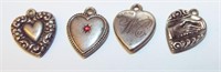 4 Sterling Silver Heart Pendants