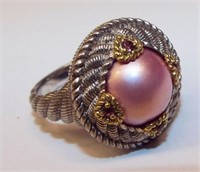 Sterling Silver Ring With Pink Pearl