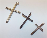 3 Sterling Silver Cross Pendants