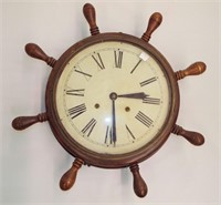 Hanging Ship's Wheel Wall Clock