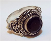 Sterling Silver Ring With Black Stone