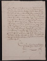 17th C. Manuscript letter, Henry IV, St. Malo