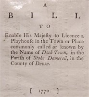 [Theatre] Bill to License British Playhouse, 1700