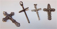 4 Sterling Silver Cross Pendants