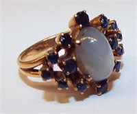 14k Gold Ring With Blue Stones