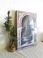 24"x3' canvas painting with 34" decorative tree