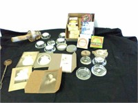 Vintage pictures & canning supplies & glass