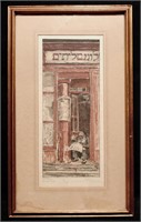 [Aquatint Etching]  Max Pollak.  "Jewish Shop"