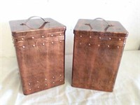 Pair of metal copper colored cookie tins