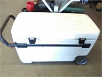 Igloo cooler on wheels with extension handle