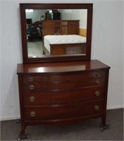Dixie Furniture Mahogany Dresser and Mirror