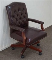 Burgandy Leather Executive Office Chair on Casters