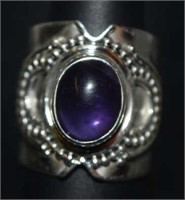 Size 7.5 Sterling Silver Ring w/ Amethyst