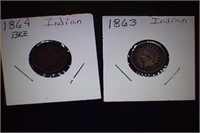 1863 and 1864 Indian Head Pennies