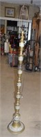 Vtg Brass Floor Lamp w/ Oriental Motif